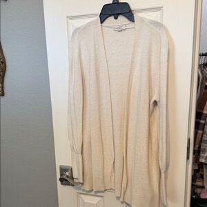 LOFT Cream Open Front Cardigan